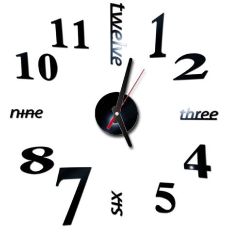 Lot de 3 autocollants horloge murale 3D, grand format, à faire soi-même, style moderne, chiffres romains.