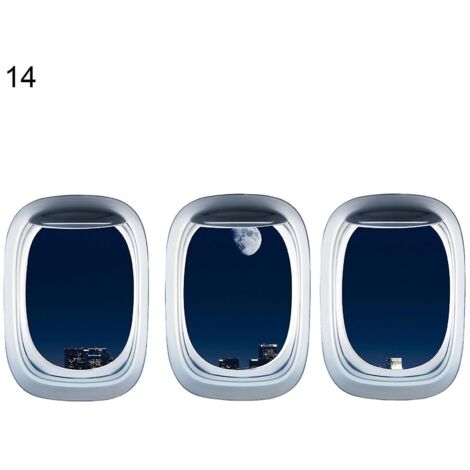 Lot de 3 autocollants muraux 3D auto-adhésifs représentant des avions, avec vue sur paysage, pour la maison - 14