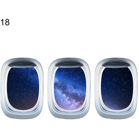 Lot de 3 autocollants muraux 3D auto-adhésifs représentant des avions, avec vue sur paysage, pour la maison - 18