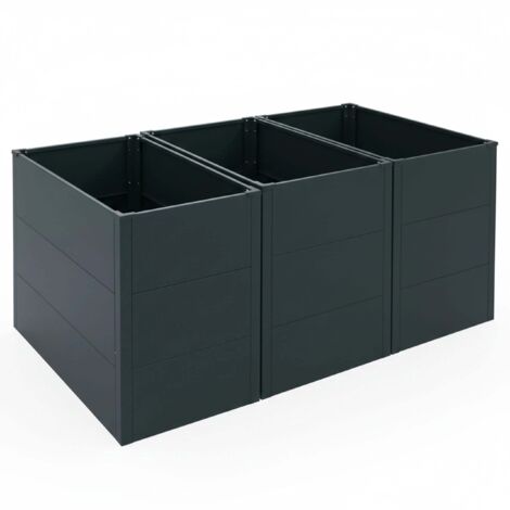Lot de 3 bacs potagers surélevés en acier galvanisé vert carrés potagers pour jardin terrasse ou balcon 040008846