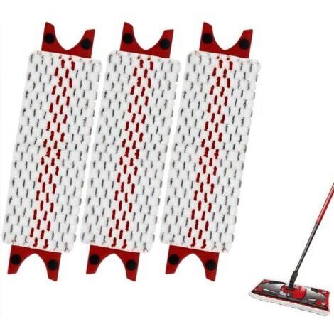 Lot de 3 balais de rechange pour balais à franges Vileda, compatibles avec les balais à franges en microfibre Vileda Ultramax/Easy Wring (rouge 35 x 14 cm)