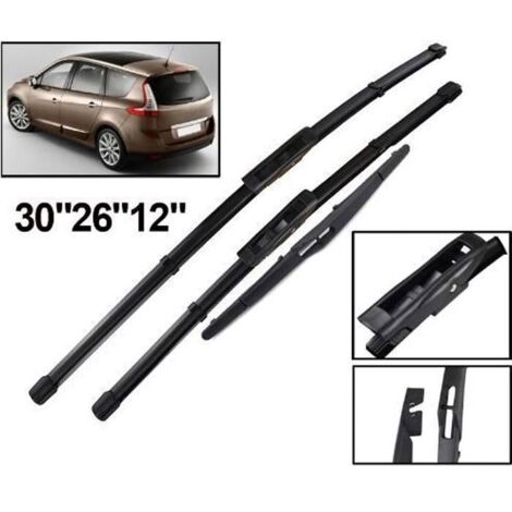 Lot de 3 Balais d\'essuie-glace avant et arrière pour Renault Scenic 3 - Grand Scenic 3 2009 2010 2011 2012 2013 2014 2015 2016