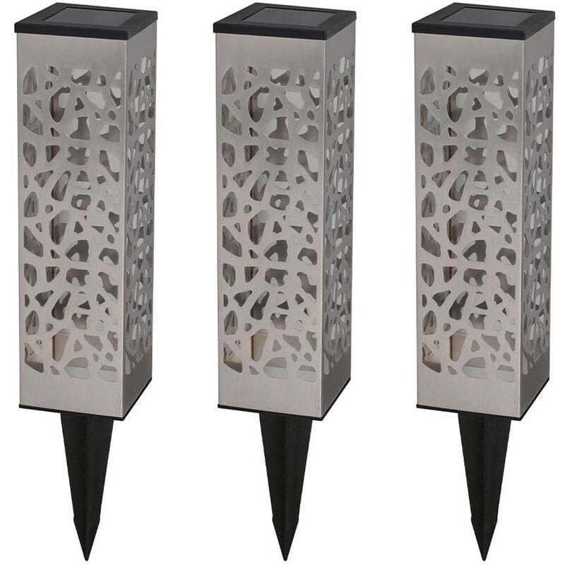 3 balises solaires à piquer/poser organic inox Gris Acier inoxydable H31CM