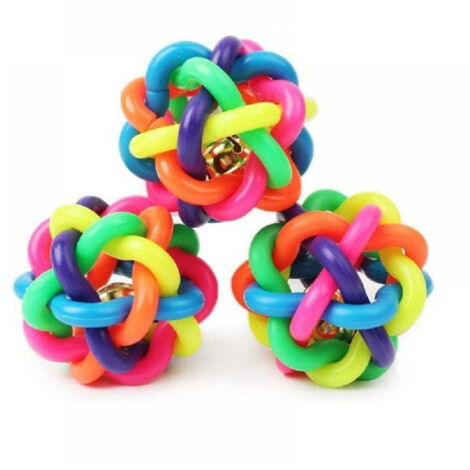 Lot de 3 balles à grelot pour petit chien, 7 cm