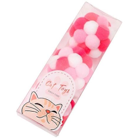 Lot de 3 balles en peluche pour chat avec grelot intégré, jouets interactifs et doux pour félins.