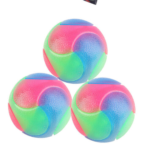 Lot de 3 balles lumineuses LED pour chien, balle élastique à LED clignotantes