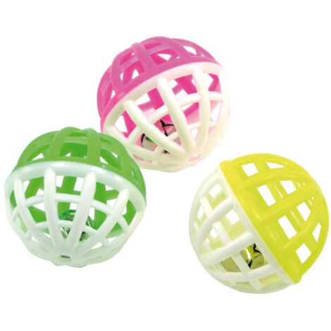 Lot de 3 Balles pour Chat "Grelot" 4cm Multicolore
