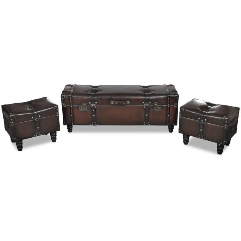Lot de 3 Bancs de rangement Coffres de rangement Marron 51038
