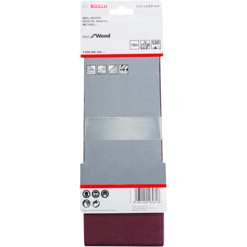 Bosch - Meilleure bande abrasive pour bois : 100x620mm G150x 3 2608606145