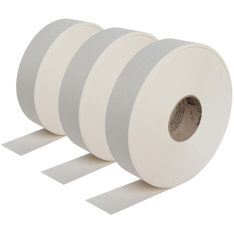 Lot de 3 bandes joint us papier Semin pour réaliser les joints des plaques de pâtre en association avec un enduit - 150 m
