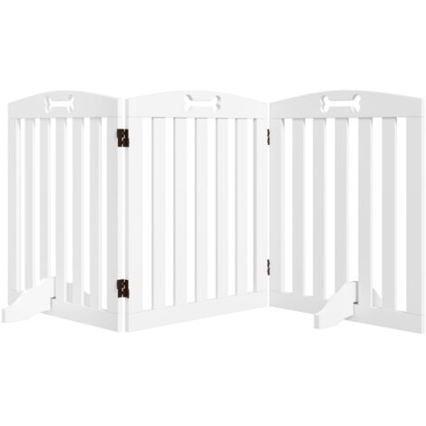 Lot de 3 barrières chien autoportantes 155x30x61 cm. Parc & enclos pliable sans fixation. Pour couloir, escaliers ,Blanc