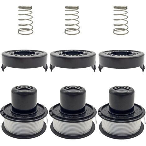Lot de 3 bobines fil et couvercle pour débroussailleuse + capuchon avec ressort A6226 GL250 GL310 GL360, bobine ligne rechange (3 -