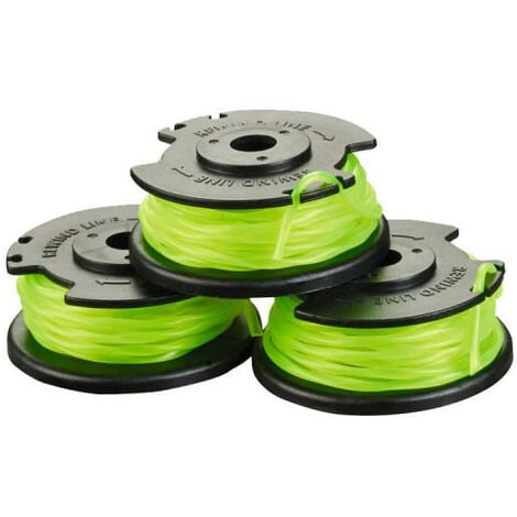 Lot de 3 bobines simple fil torsadé RYOBI 2mm pour coupe-bordures sur batterie RAC143