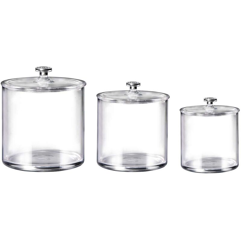 Lot de 3 Boite Coton Tige , Distributeur Coton, Boite de Rangement Plastique pour Salle de Bain