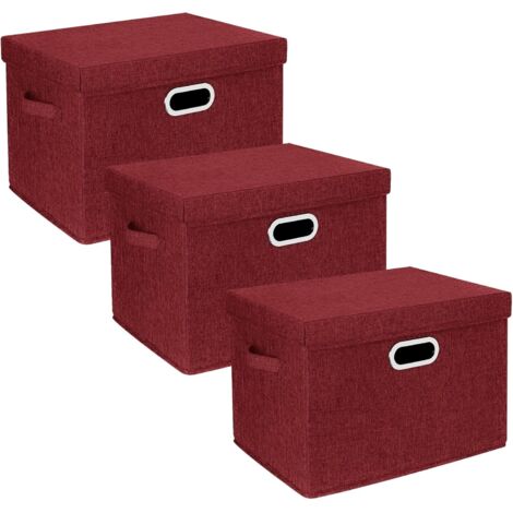 Lot de 3 Boîte de rangement, Tissu pliable, Couvercle inclus, Polyester robuste, 44x30x29 cm, Pour maison bureau