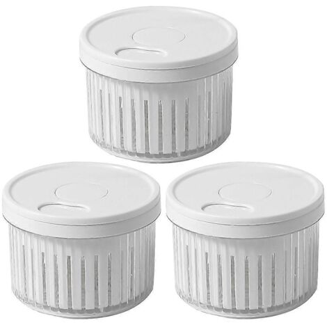 Lot de 3 boîtes de conservation pour légumes, récipients de cuisine, boîte à ail, récipient d'égouttage pour légumes frais