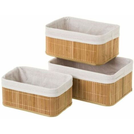 Lot de 3 boites de rangement en bambou