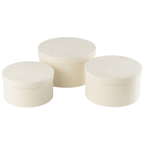 Lot de 3 Boîtes de Rangement Rondes Plates "Vaughn" 32cm Blanc