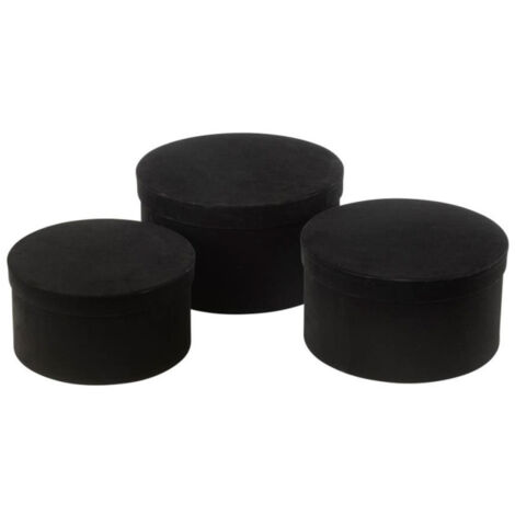Lot de 3 Boîtes de Rangement Rondes Plates "Vaughn" 32cm Noir