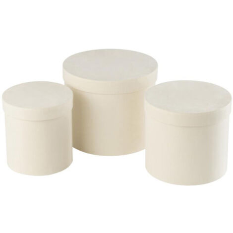 Lot de 3 Boîtes de Rangement Rondes "Vaughn" 27cm Blanc