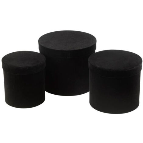 Lot de 3 Boîtes de Rangement Rondes "Vaughn" 27cm Noir