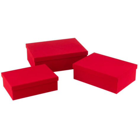 Lot de 3 Boîtes de Rangement "Vaughn" 36cm Rouge