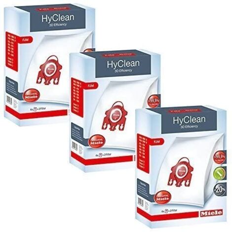 Lot de 3 boîtes de sacs FJM Hyclean 3D Efficiency pour aspirateur Compact S700 S4000 et S6000 Miele