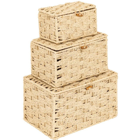 Lot de 3 Boîtes Déco "Elio" 27cm Naturel