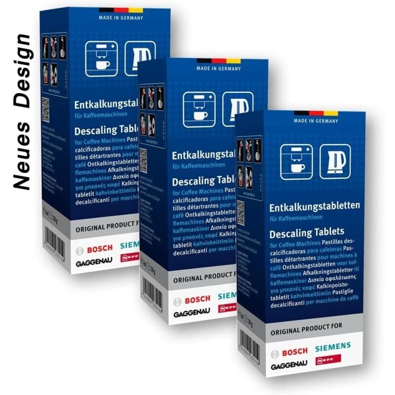 Bosch - Lot de 3 boîtes contenants 6 pastilles détartrantes pour machine à café et bouilloire