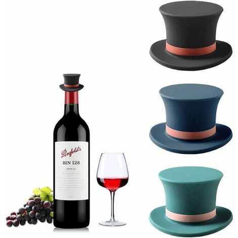 Lot de 3 bouchons de vin en silicone réutilisables Gentleman Topper