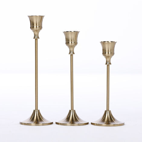 Lot de 3 bougeoirs chandeliers baroques en métal vintage pour mariages, événements spéciaux, fêtes