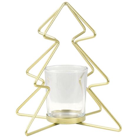 Lot de 3 bougeoirs en fer forgé en forme de sapin de Noël, parfaits pour les bougies chauffe-plat lors de dîners festifs ou pour décorer votre intérieur.