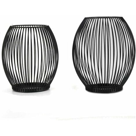 Lot de 3 Bougeoirs en Fer Noir en Forme de Cage &agrave Oiseaux pour Table de Salon, Lanterne de d&eacutecoration, bougeoir pour No&eumll, Mariage, Salle &agrave Manger