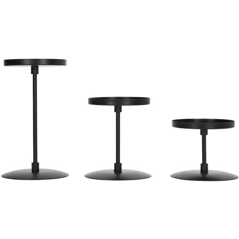 Feiyue - Lot de 3 bougeoirs en forme de pilier noir double face avec peinture pour piano noire et fer antirouille pour cônes d'encens de mariage