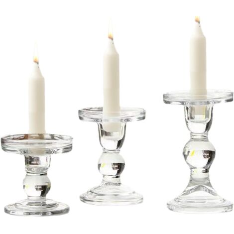 Lot de 3 bougeoirs en verre - Bougeoir avec moderne -