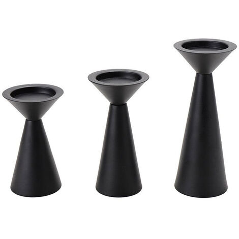 Lot de 3 bougeoirs noirs - Bougeoirs en métal pour bougies piliers - Bougeoirs pour table