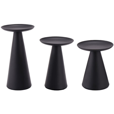 Lot de 3 bougeoirs noirs - Bougeoirs en métal pour bougies piliers - Bougeoirs pour table