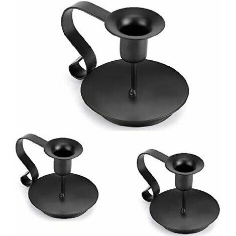 Lot de 3 bougeoirs rétro en fer forgé noir pour bougies lones pour mariage, dîner, décorations de fête (7,5 x 11,2 cm)