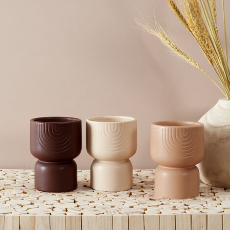 Lot De 3 Bougies Ceramique Sahana