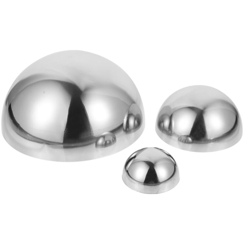 Feiyue - Lot de 3 boules à facettes polies décoratives en acier inoxydable