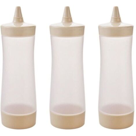Lot de 3 bouteilles à presser en plastique pour condiments, distributeurs de sauce, accessoires de barbecue pour ketchup, moutarde,