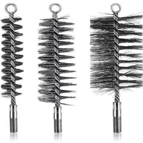 Lot de 3 brosses de ramonage en fil d'acier – Diamètres 30/50/80 mm – Nettoyage cheminée et chaudière – Élimine suie et cendres