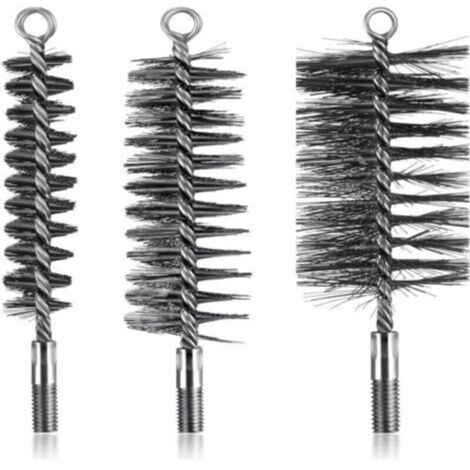 Lot de 3 brosses de ramonage en fil d'acier – Diamètres 30/50/80 mm – Nettoyage cheminée et chaudière – Élimine suie et cendres