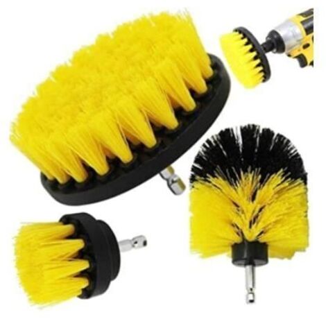 Lot de 3 brosses pour perceuse - Brosse de nettoyage - Brosse pour jantes - Kit de nettoyage pour voiture, jantes, cuisine,