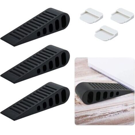 Lot de 3 butées de porte en caoutchouc, cales de porte, butées de fenêtre, butées de porte, butées de porte, antidérapantes, sans perçage, butées murales, adaptées à tous les sols