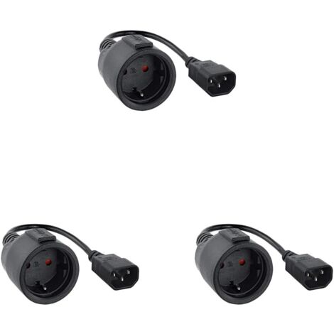 Lot de 3 Câble Adaptateur Secteur C14 Mâle Vers CEE7 Femelle 25 cm Noir Pour Onduleur