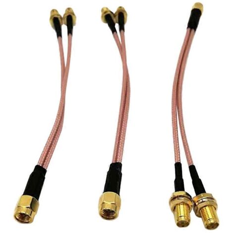 Lot de 3 câbles coaxiaux de connexion radiofréquence avec répartiteur SMA, noir