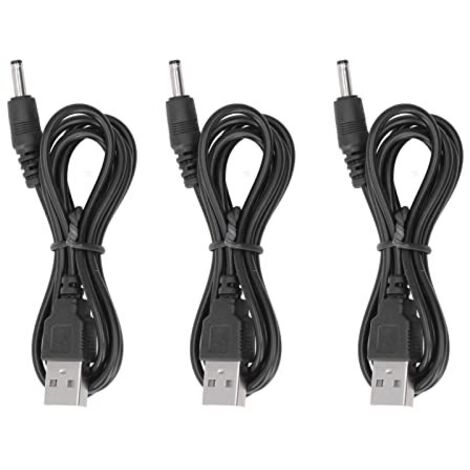 Lot de 3 Câbles d'Alimentation USB vers DC 5V Jack 3.5x1.35mm pour Haut-parleur Portable Ventilateur USB et Appareils Électroniques