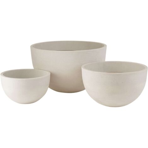 Lot de 3 Cache-pot extérieurs Walpole en Pierre - Blanc