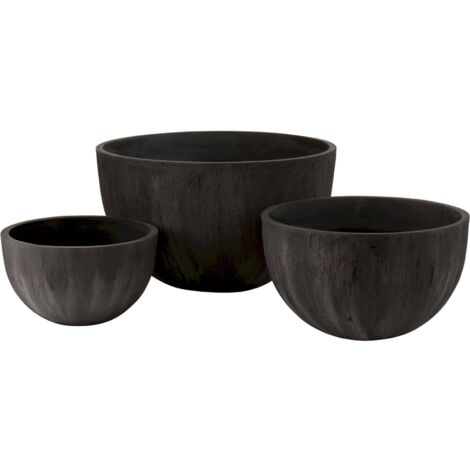 Lot de 3 Cache-pot extérieurs Waltham en Pierre - Ebène
